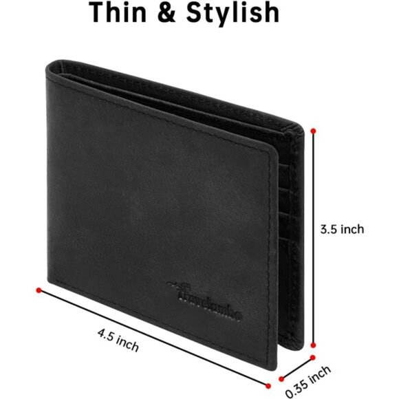 Wallet for Men Real Leather Black - Picture 2 of 5